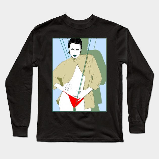 Pop Lady Patrick Nagel 1980 Long Sleeve T-Shirt by M-HO design